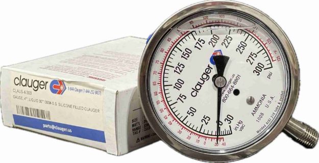 Picture of GAUGE, 4"", LIQUID 30""/300#-S.S  SILICONE FILLED CLAUGER