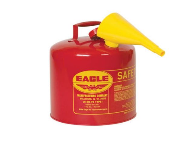 Picture of Safety Can w/ Funnel, Type I,Red Galvanized Steel,12.5"Dia x13.5"H 5gal 7lb
