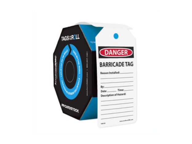 Picture of  TAG, DANGER BARRICADE 3"Wx6-1/4"L B/R/W  Tags By-The-Roll Lockout Tag 100Ct Roll 