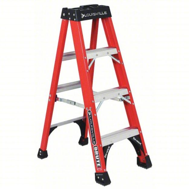 Picture of Stepladder: 4 ft Ladder Size, Fiberglass, 375 lb Load Capacity, 15 lb Wt