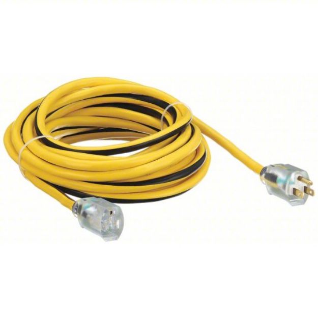 Picture of Extension Cord: 25 ft Cord Lg, 12 AWG Wire Size, 12/3, SJTW, NEMA 5-15P Lighted