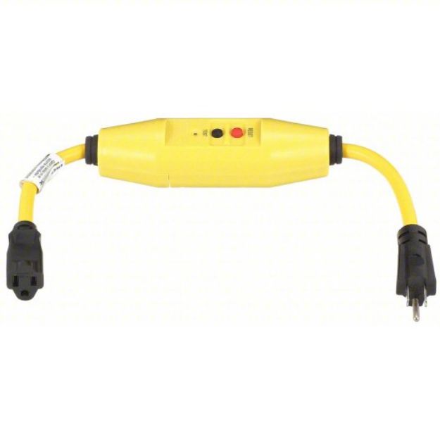Picture of Line Cord GFCI: 1.5 ft Cord Lg, 15 A Max. Amps, 125V AC, NEMA 5-15P, NEMA 5-15R, Yellow